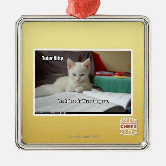 Tutor Kitty Metal Tree Decoration (Front)