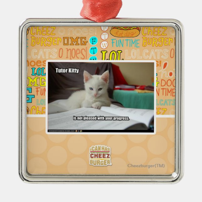 Tutor Kitty Metal Tree Decoration (Front)