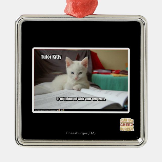 Tutor Kitty Metal Tree Decoration (Front)