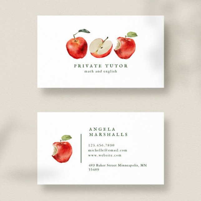 Tutor Teacher Apples Business Card (Creator Uploaded)