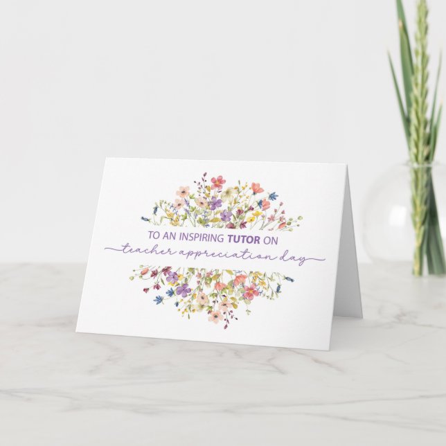 Tutor Teacher Appreciation Day Delicate Wildflower Card (Front)