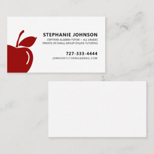 Tutor Teacher Ruby Red Apple Logo Black Text Business Card