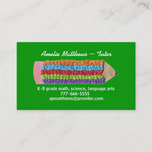 Tutoring business card (Front)