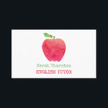 Tutoring Watercolor Red Apple Teacher Tutor Business Card<br><div class="desc">Tutoring Watercolor Red Apple Teacher Tutor Business Cards. Pretty watercolor red apple on front and backside. Add your title,  name and contact info for your tutoring services. Customise to change font styles or colours. All text is editable.  www.PrettyBusinessCards.com</div>