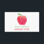 Tutoring Watercolor Red Apple Teacher Tutor Business Card<br><div class="desc">Tutoring Watercolor Red Apple Teacher Tutor Business Cards. Pretty watercolor red apple on front and backside. Add your title,  name and contact info for your tutoring services. Customise to change font styles or colours. All text is editable.  www.PrettyBusinessCards.com</div>
