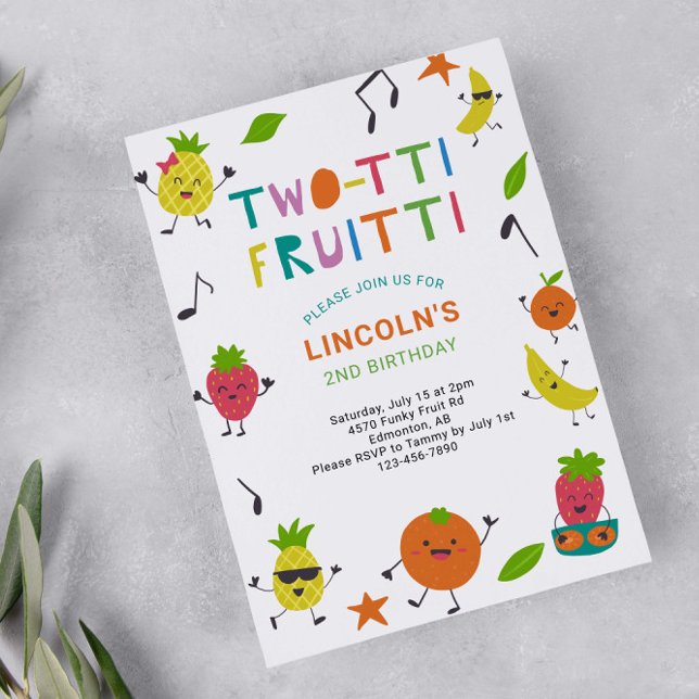 Tutti Fruitti 2nd Birthday Cute Summer Fruits Invitation (Creator Uploaded)