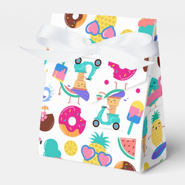 Tutti Fruitti Summer Fruit Ice Cream Treats Party Favour Box (Front Side)