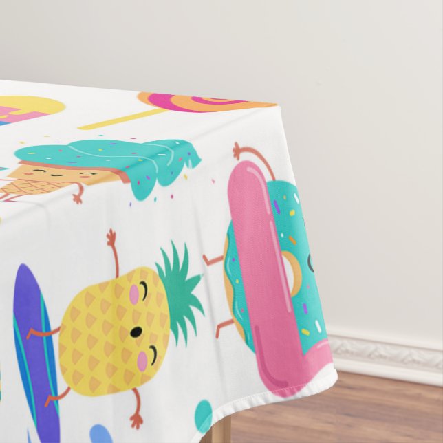 Tutti Fruitti Summer Fruit Ice Cream Treats Party Tablecloth (In Situ)