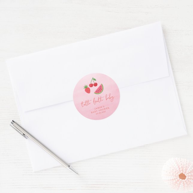 Tutti Frutti Baby Shower  Classic Round Sticker (Envelope)