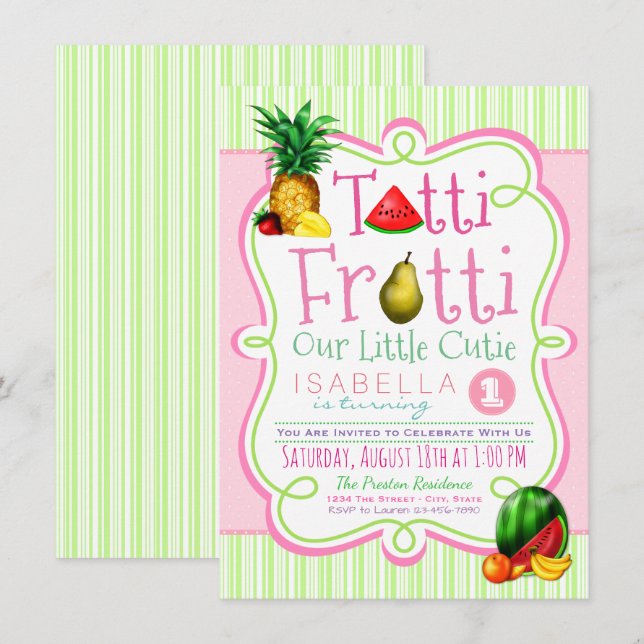 Tutti Frutti Birthday Party Invitation (Front/Back)