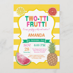 Tutti Frutti Birthday Party Invitation 2nd Bday
