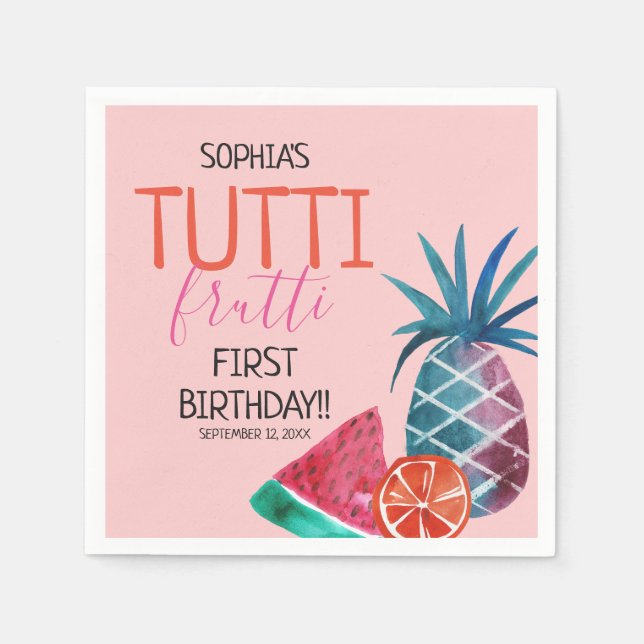 Tutti Frutti Child's Birthday Party Napkin (Front)