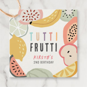 Tutti Frutti Colourful Fruit 2nd Birthday Favour Tags
