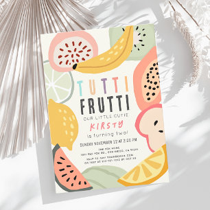 Tutti Frutti Colourful Fruit 2nd Birthday Invitation