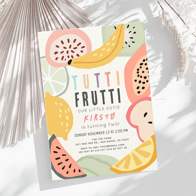 Tutti Frutti Colourful Fruit 2nd Birthday Invitation (Creator Uploaded)