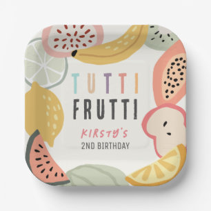 Tutti Frutti Colourful Fruit 2nd Birthday Paper Plate