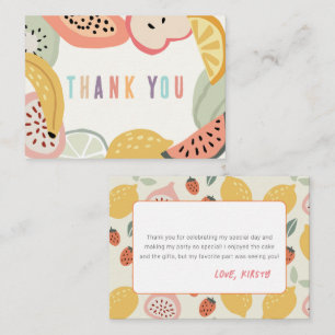 Tutti Frutti Colourful Fruit 2nd Birthday Thank Yo Card