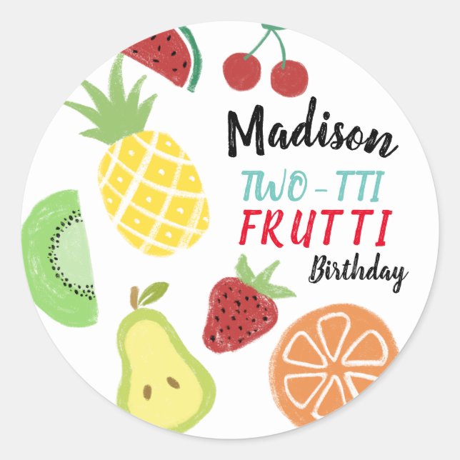 Tutti frutti Fresh Summer Birthday Shower Classic Round Sticker (Front)