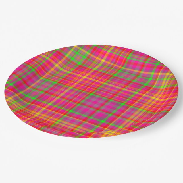 Tutti Frutti PLAID 5-PAPER PLATES (Angled)