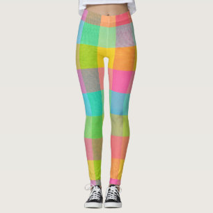 Tutti Frutti Plaid – Bright Chequered Pattern Legg Leggings