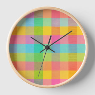Tutti Frutti Plaid – Colourful Chequered Wall Cloc Clock