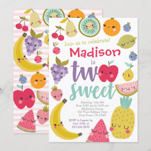Tuttifrutti 2nd Birthday Invitation