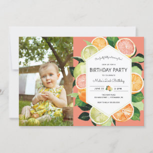 Tutty Fruity Citrus Photo Birthday Invitation
