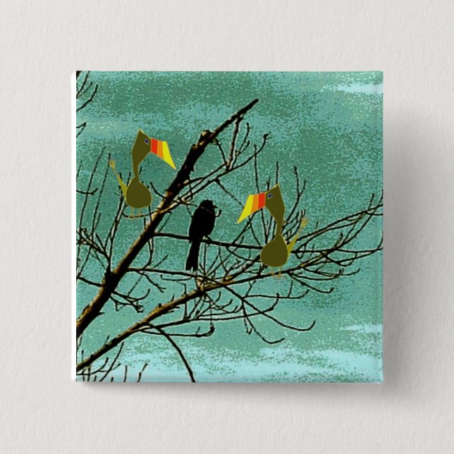 Tutu and black bird 15 cm square badge (Front)