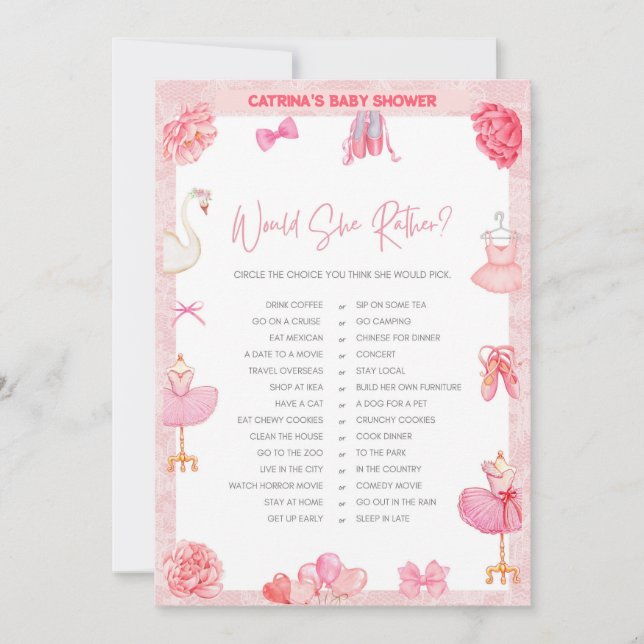 Tutu Ballerina Baby Shower - Editable Name, 5x7 I Invitation (Front)