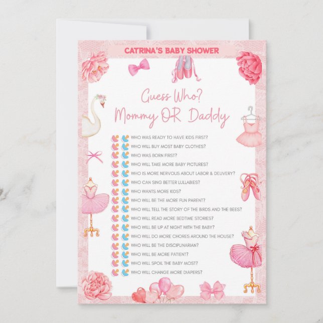 Tutu Ballerina Baby Shower - Editable Name, 5x7 I Invitation (Front)