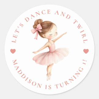 Tutu Ballerina Ballet Dancer Girl Birthday Classic Round Sticker
