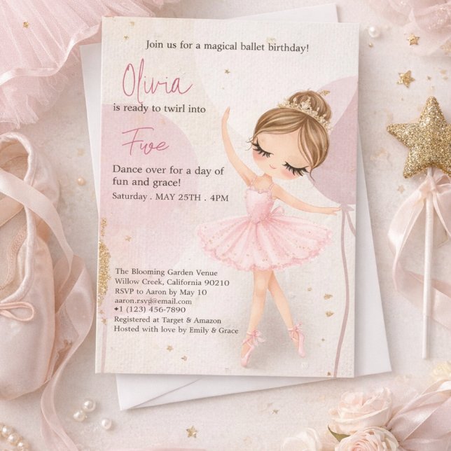 Tutu Ballerina Ballet Dancer Girl Birthday  Invitation (Creator Uploaded)