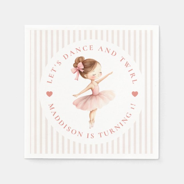 Tutu Ballerina Ballet Dancer Girl Birthday Napkin (Front)