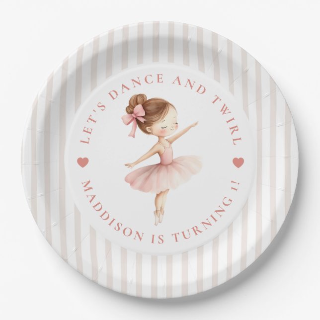 Tutu Ballerina Ballet Dancer Girl Birthday Paper Plate (Front)
