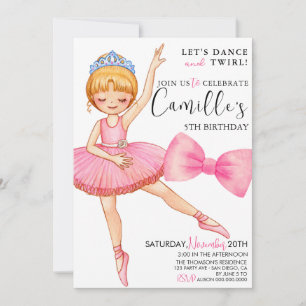 Tutu Ballerina Dress birthday Invitation