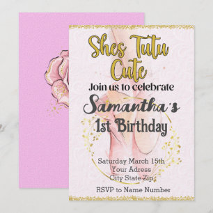 Tutu Ballerina First Birthday invitation