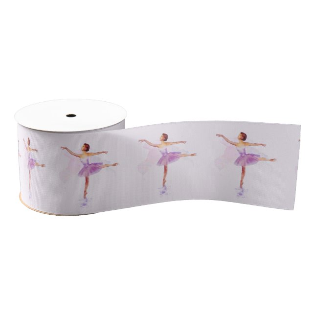Tutu Ballerina in Pastel Colours on a Pretty Grosgrain Ribbon (Spool)