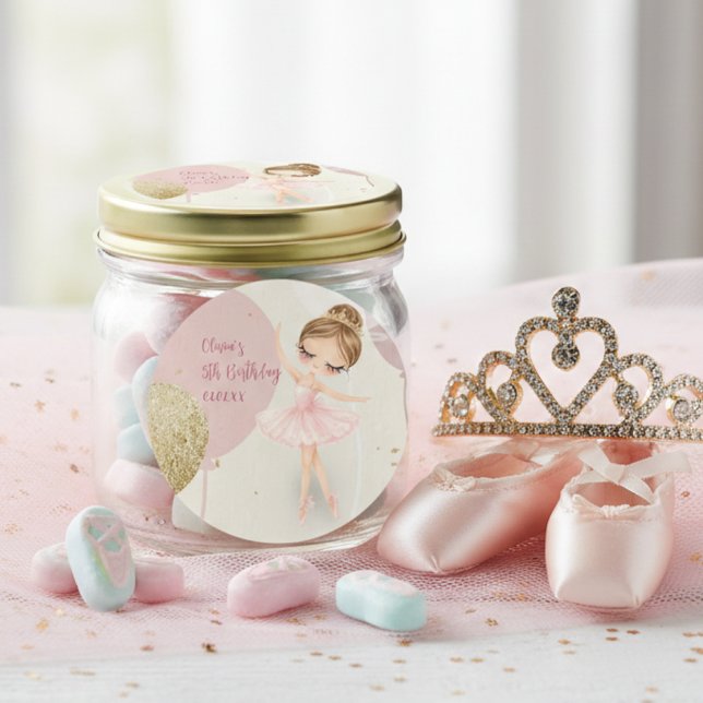 Tutu Ballerina Pink Ballet Dancer Girl Birthday Classic Round Sticker (Creator Uploaded)