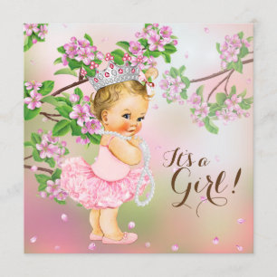 Tutu Cherry Blossom Pearl Baby Shower Invitation
