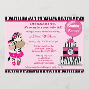 TuTu Cute Baby Shower invitation ZEBRA GIRL Mummy