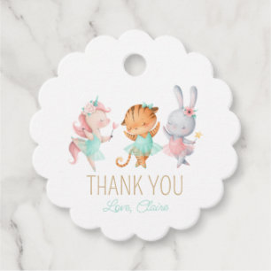 Tutu Cute Ballerina Animal Ballet Birthday Party Favour Tags