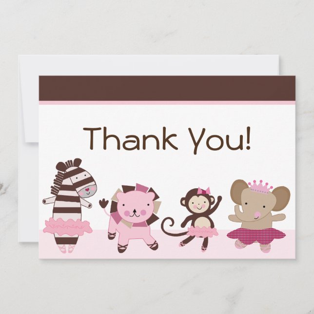 Tutu Cute/Ballerina Animals Thank You Cards (Front)