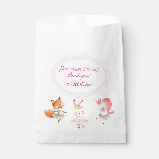 Tutu Cute Ballerina Ballet Animals Birthday Party Favour Bags (Front)