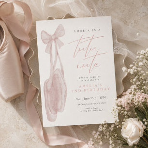 Tutu Cute Ballerina Shoes Girl 2nd Birthday Invitation