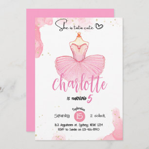 tutu cute Ballet Birthday invitation