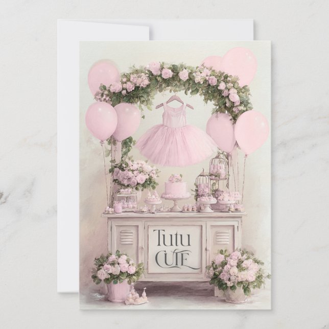 Tutu Cute Ballet Pink Ballerina Theme for Girls Invitation (Front)
