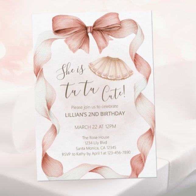 Tutu Cute Ballet Second Birthday Invitation (Creator Uploaded)