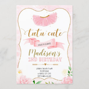 Tutu cute birthday party invitation