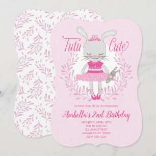 Tutu Cute Bunny Birthday Invitation