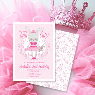 Tutu Cute Bunny Birthday Invitation